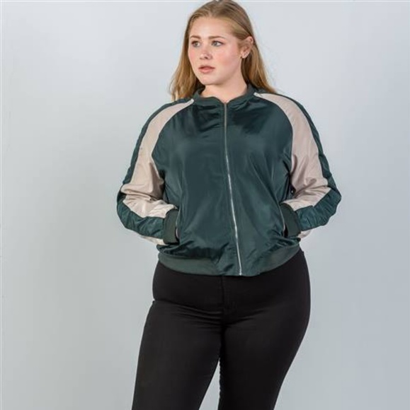 MIA STRIPE BOMBER JACKET (hunter) PLUS - Picture 6 of 8